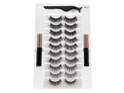 20pcs Cílios Falsos Magnéticos 3d Reutilizáveis Fluffy Com Eyeliner Para Maquiagem Preto