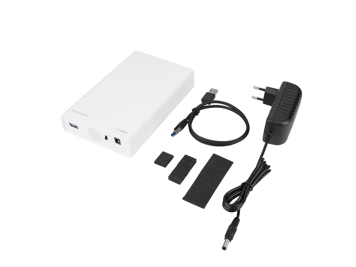 Enclosure Externo De Ssd Sata De 3,5 Polegadas, Case De Disco Rígido Usb 3.0 6gbps, Branco