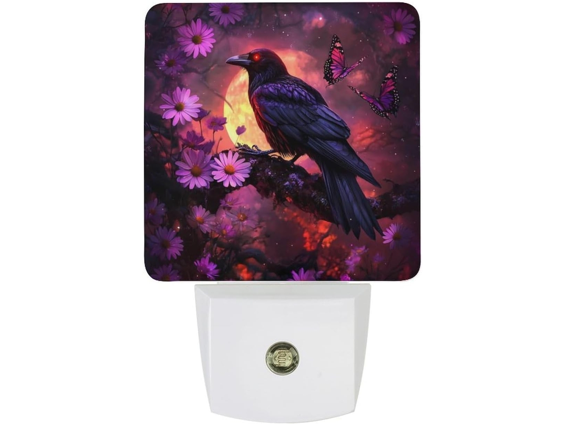 Corvo Luminária Noturna Led Borboleta De Halloween Com Sensor Crepuscular