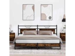 Vidaxl Estrutura De Cama Sem Colchão 193x201cm Metal Carvalho Fumado