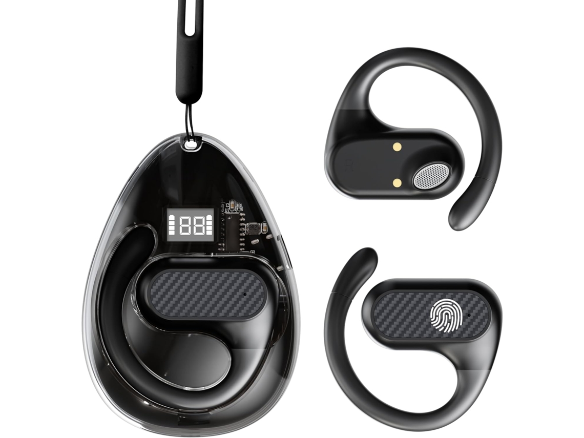Fones de Ouvido Bluetooth 5.3 com Cancelamento de Ruído Microfone e Gancho para Android e iOS JIAPEI (preto)