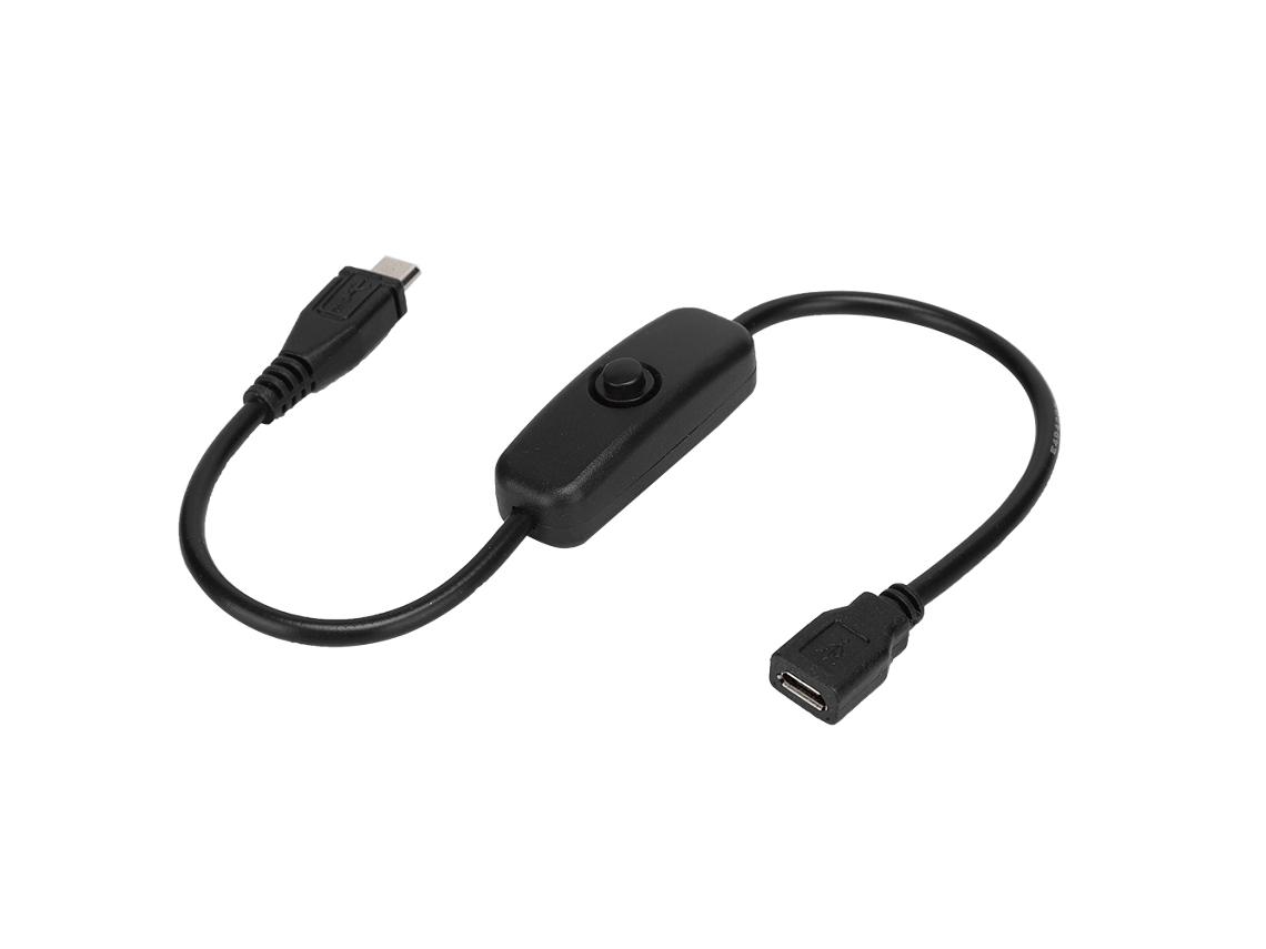 Raum-cabo De Extensão Micro Usb Fêmea Para Macho Com Botão 501 Para Raspberry Pi