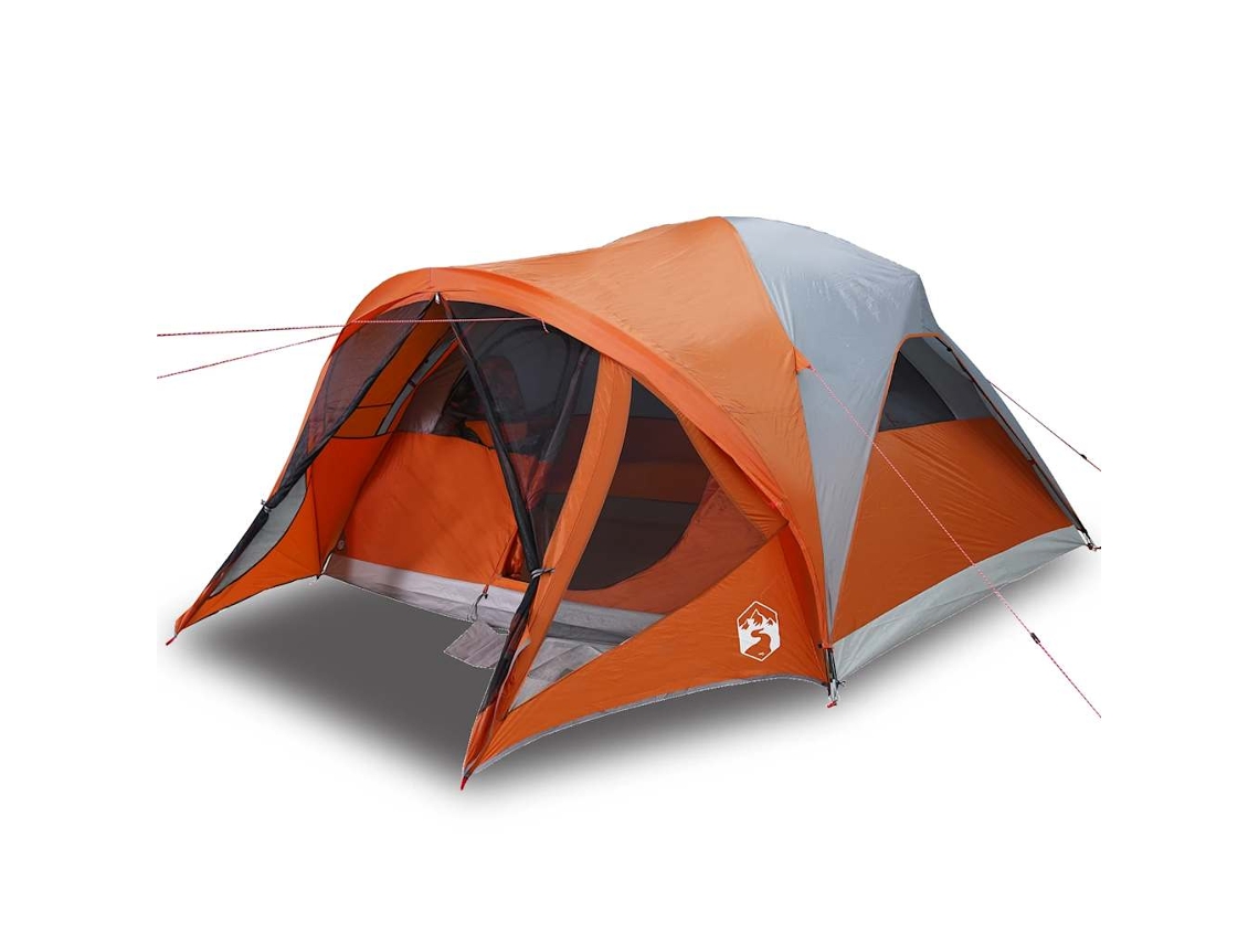 vidaXL Tenda familiar túnel p/ 6 pessoas impermeável cinza/laranja