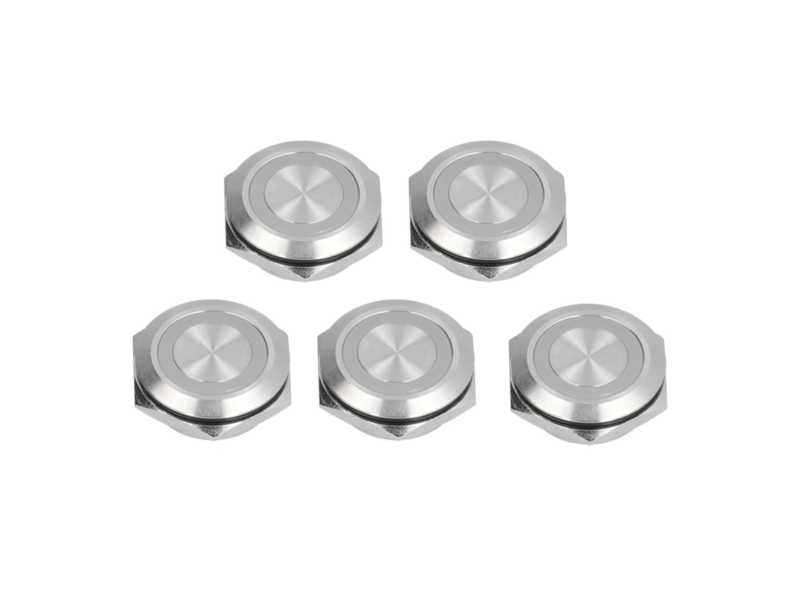 Interruptor Push Button Momentâneo De Metal Com Led 25mm Ac220v Branco À Prova D'água Ultra Fino 5pcs
