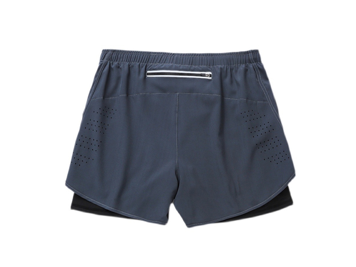 Bermudas Esportivas Masculinas De Duas Camadas Anti-exposição Com Bolso Zipper Quick Dry Cinza Xl