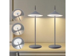Nettlife Candeeiro De Secretária Sem Fios, Conjunto De Com 2 Luzesâmpadas De Mesa Led 1800 Mah, Recarregável, Touch, Regulável, Cinza