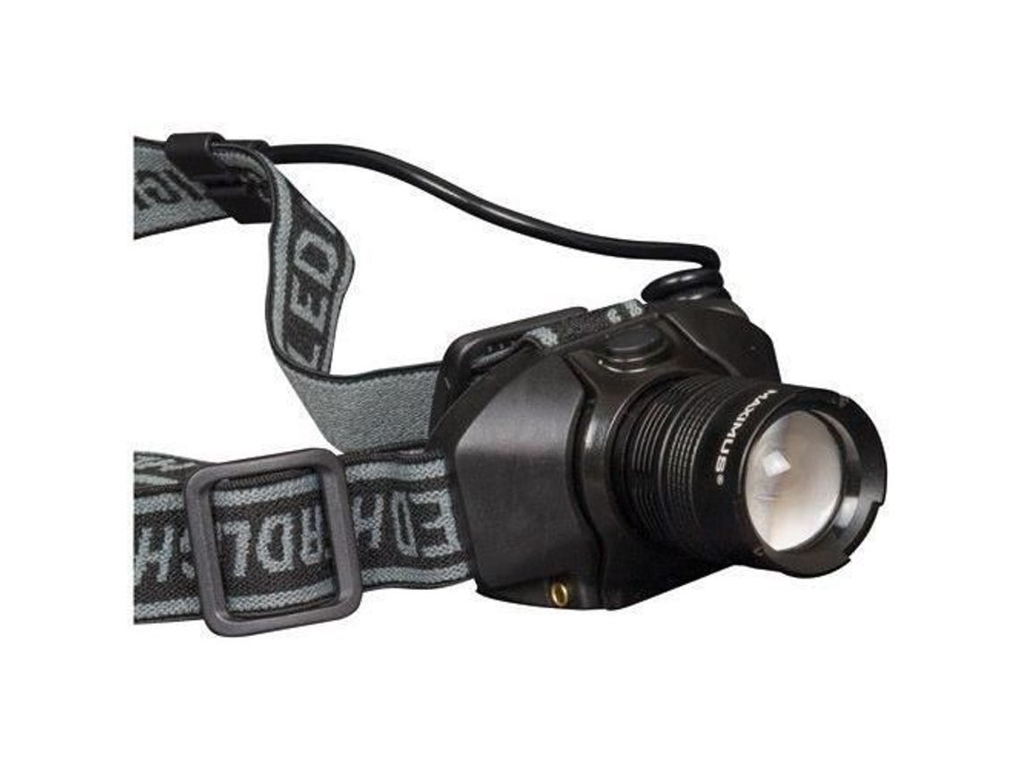 Lanterna de Cabeça Maximus 5W, 200 Lúmens, Função Spotlight, Alcance de 185 m, IP44, 3 Luzes LR03, Preta