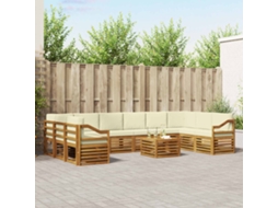 Vidaxl Conjunto De Sofás Para Exterior 11 Unid. Natural E Creme