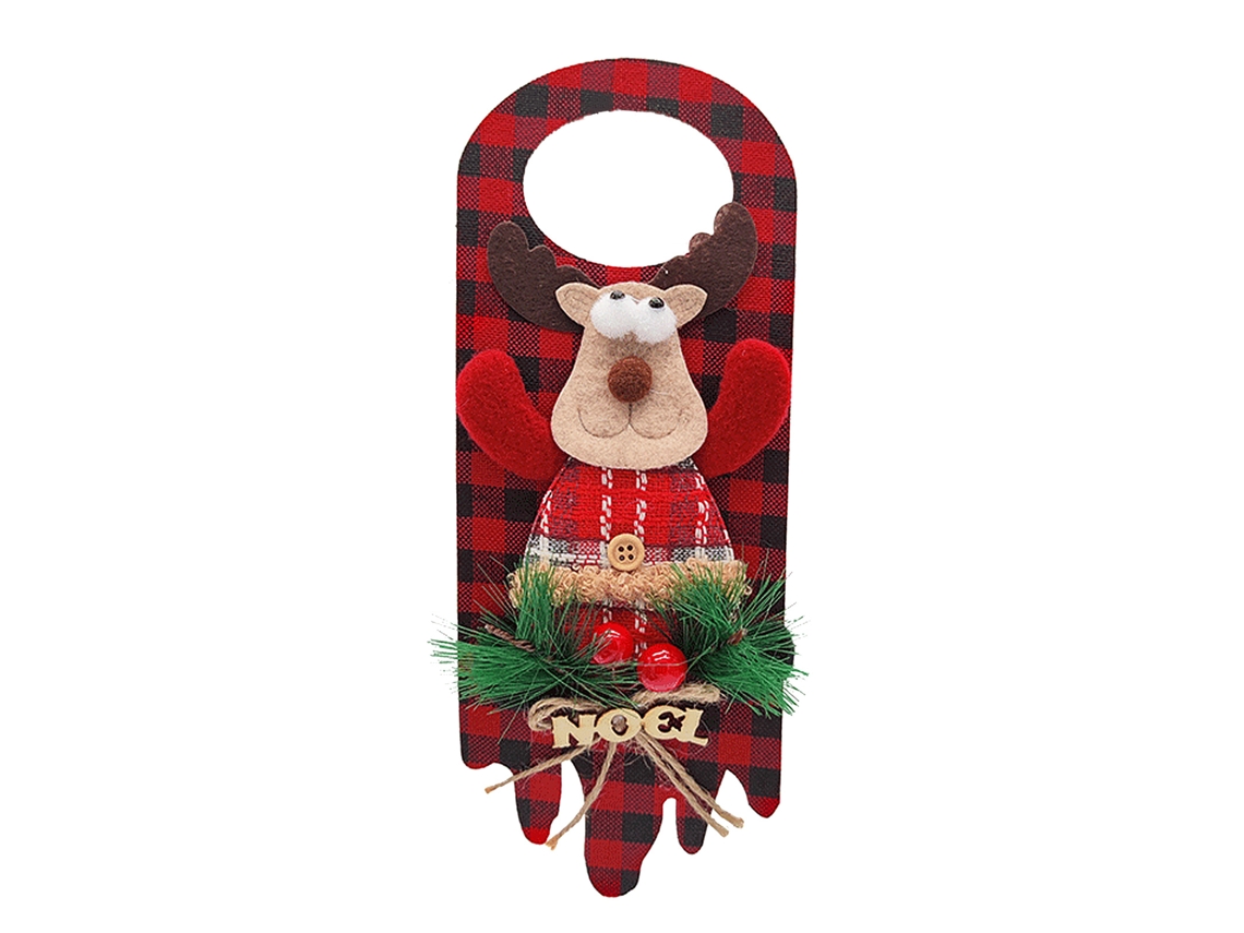 Decoração de Natal com Pendurar de Feltro LAXISCREED para Portas, com Rena e Agulhas de Pinheiro, Ideal para Lojas e Hotéis
