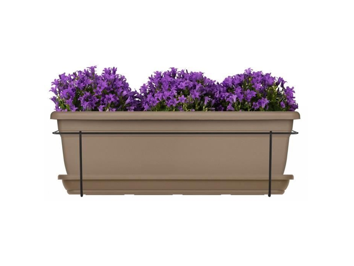 Kit plantador com suporte metálico e bandeja - GARDEN ID Relax - Taupe 50 cm - Reciclado e 100 reciclável - Volume para plantas
