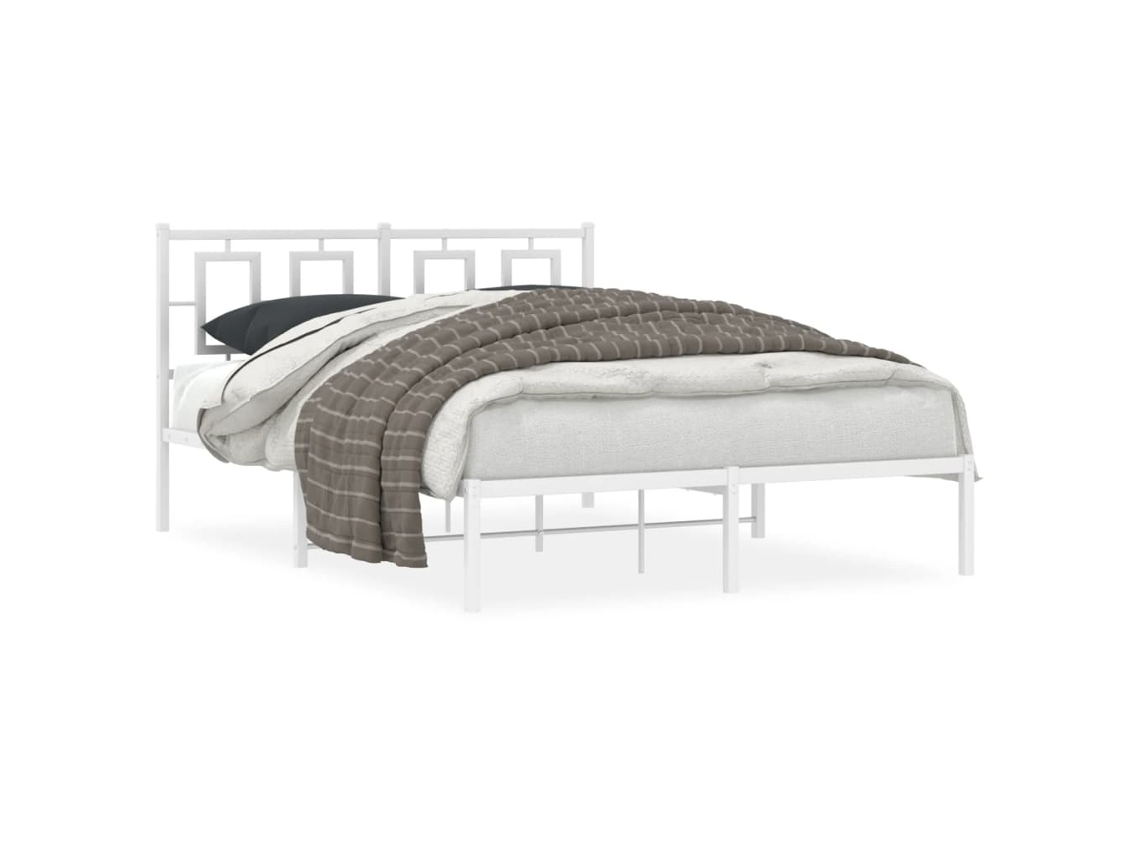 Estrutura de Cama com Cabeceira Metal Branco MAISON EXCLUSIVE 140x200 cm