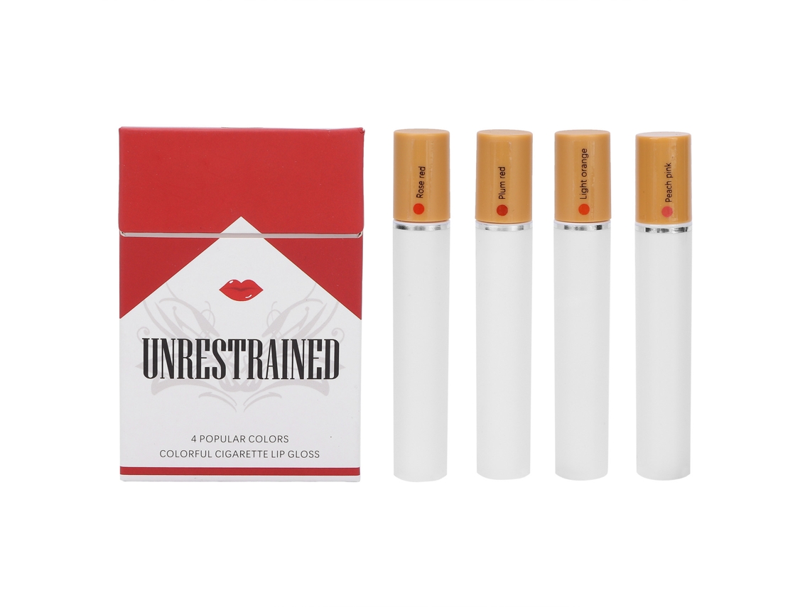 4 Unidades De Brillo Labial Em Forma De Cigarro 36g Impermeável Hidratante Com Fragrância Leve Maquiagem Labial02