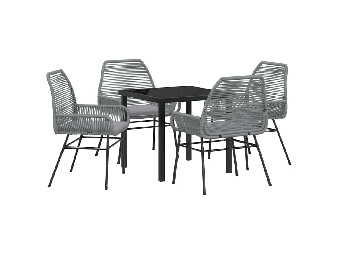 Conjunto de Jantar para Jardim 5 Pcs - Móveis de Jardim para Refeição Cinzeto Vime Pe HARLANV1
