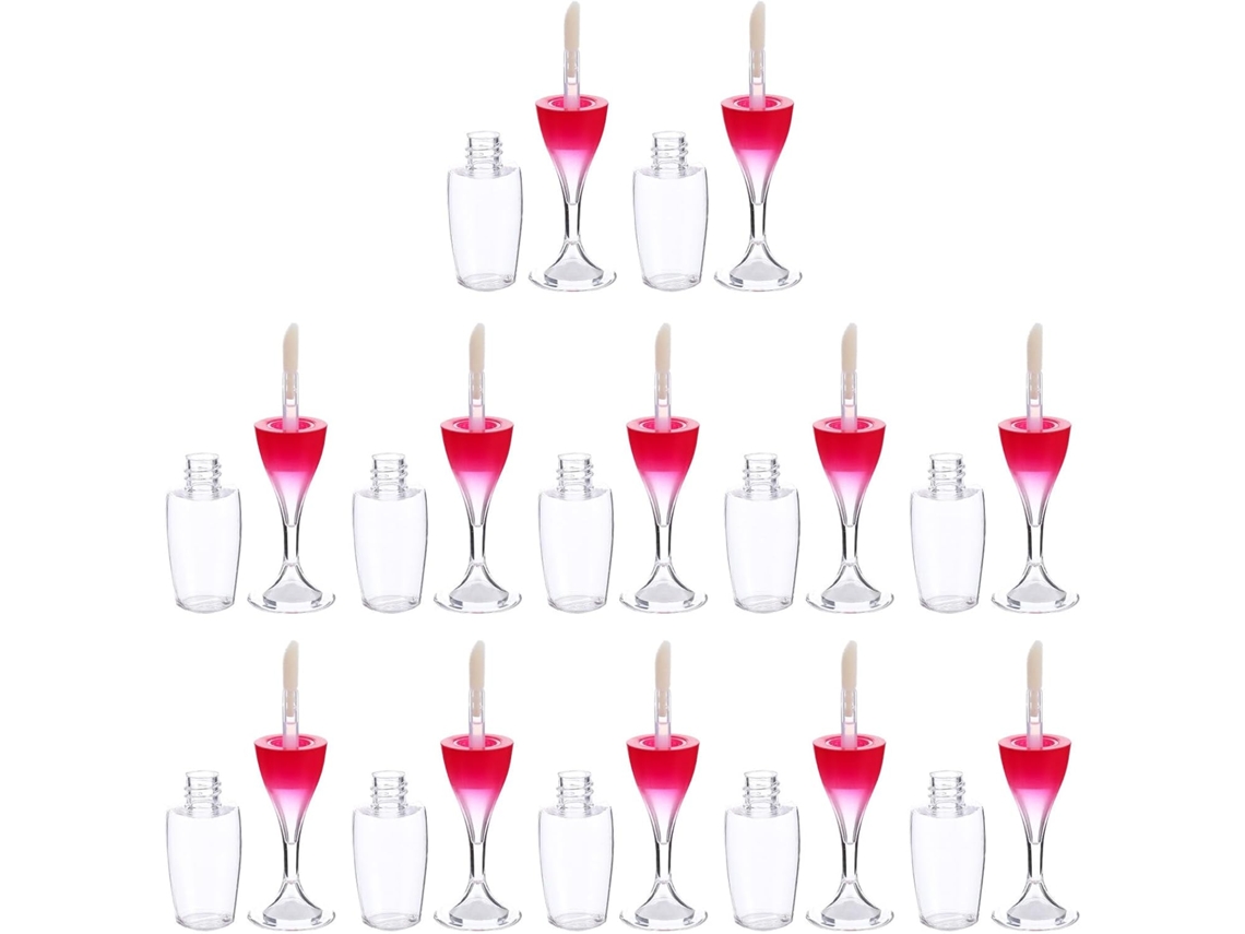 Conjunto de 12 Tubos Plásticos de Brilho Labial, Formato Flake, Recarregáveis Para Vinho.