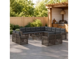 Vidaxl Conjunto De Sofá De Jardim 14 Unid. Cinza E Cinza Escuro