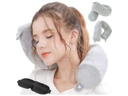 Travesseiro De Viagem Com Espuma De Memória Twist, Suporte Para Pescoço, Queixo, Cintura E Pernas Com Máscara E Conchas De Ouvido