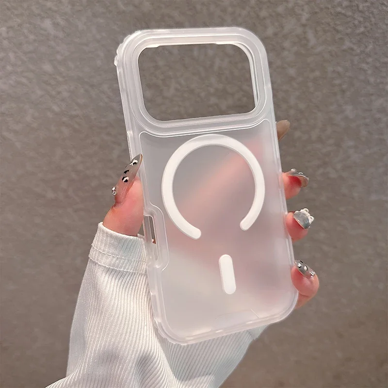 (branco 17) Capa Transparente Para Celular Com Carregamento Sem Fio Magnético, Resistente A Impactos 3 Em 1