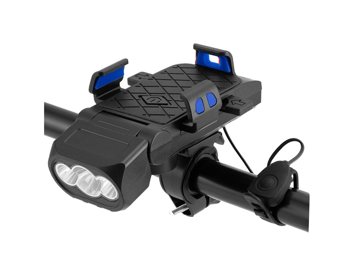 Lanterna De Bicicleta 3 Em 1 Com Suporte Para Celular, Farol E Buzina. Prático E Portátil, Com Carregamento Usb. Acessórios Para B Aquaforge