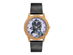 Relógio de quartzo moderno com pulseira de silicone unissex para homens e mulheres (preto)