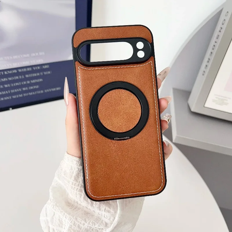 (marrom, Google Pixel 10 Pro Xl) Capa Magnética Com Textura De Couro E Rotação De 360°, Proteção Antichoque