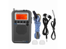 Rádio Receptor De Banda Aérea Vhf Portátil Gravador De Rádio De Banda Completa Cinza