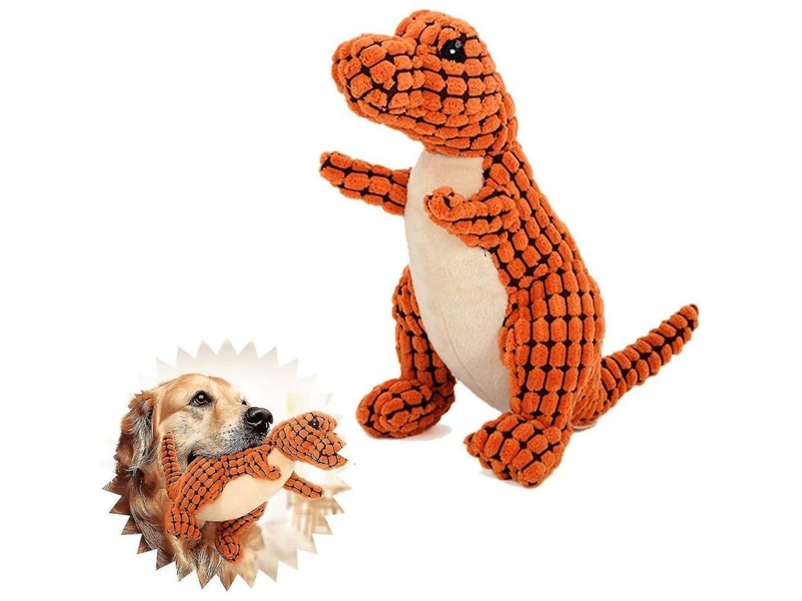 2026-brinquedo De Dinossauro Robusto E Indestrutível Para Cães Mordedores Agresivos, Pelúcia Com Chilro Hcs Castanho