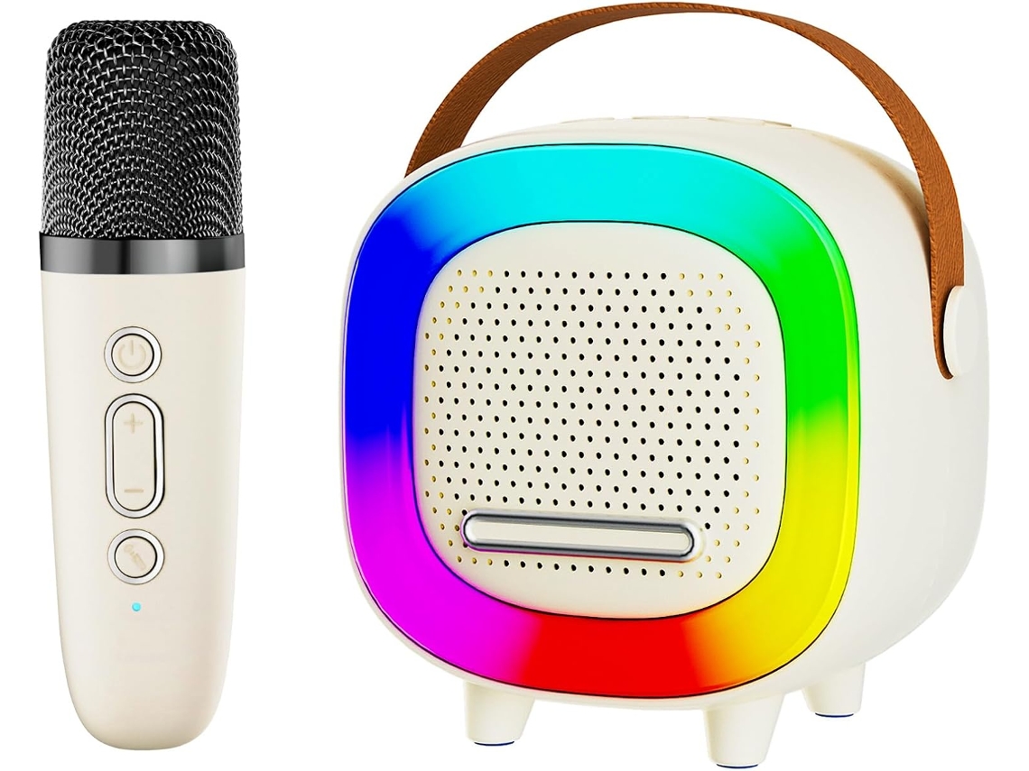 Máquina De Karaoke Chronus Bluetooth 5.3 Com 1 Microfone E 5 Efeitos De Voz
