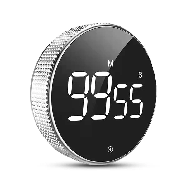 Cronômetro Digital Giratório Redondo Com Led, 99 Minutos E 59 Segundos