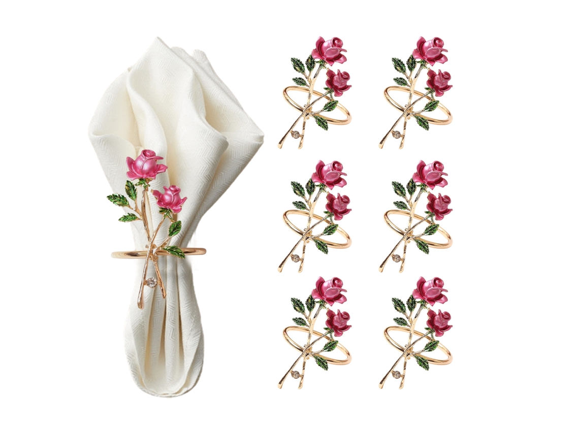 Anel De Guardanapo Com Rosa De Dia Dos Namorados E Diamante