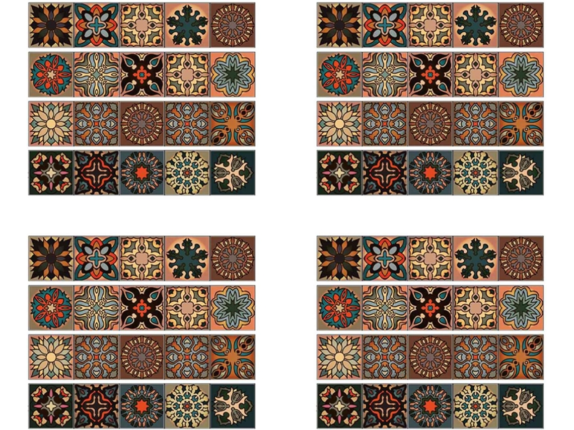 Conjunto De 80 Peças De Adesivos Autoadesivos 3d Da Série Marroquina Para Azulejos De Parede, Cozinh Gokoco