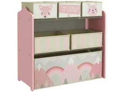 Prateleira organizadora de brinquedos infantil com 6 cestos de tecido removíveis 63x30x66cm rosa BTFORUS
