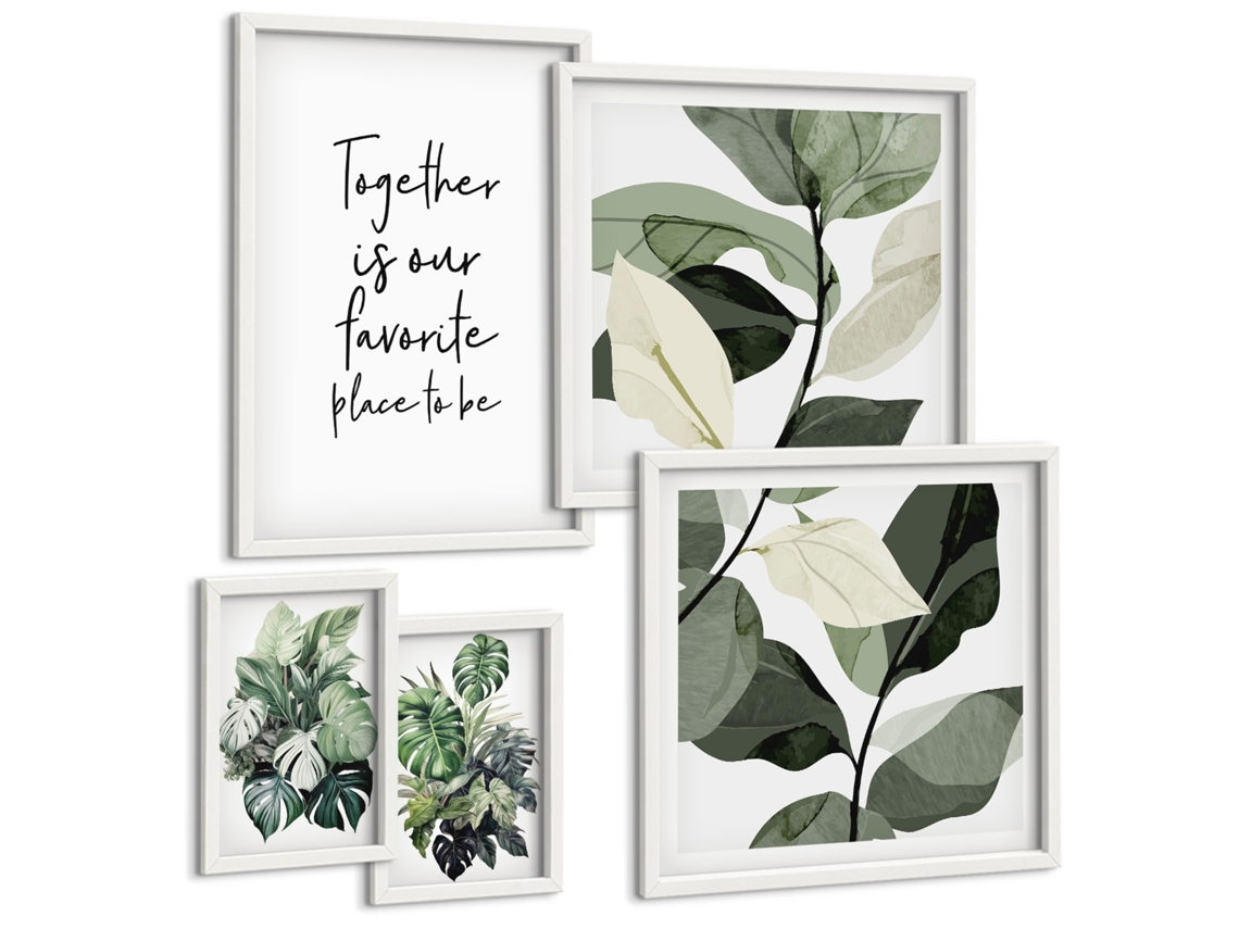Conjunto De Pinturas Inspirações Vegetais Modernas Espelharte (5 Peças)