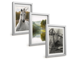 Composição De Quadros Cavalos Brancos Rio Natureza Espelharte (3 Peças 20x30 Cm)