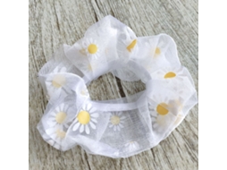 Pulseira De Cabelo Elástico Soft Com Padrão De Margaridas Em Tule Grande Intestino Acessório De Cabelo Branco