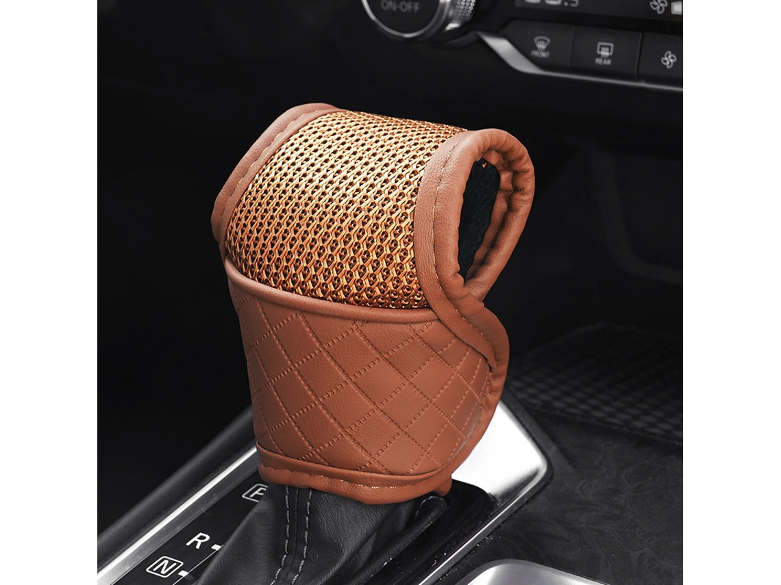 Universo Manchon Derrama Leve De Vitesse Automotivo, Fermeure Velcro, Em Fibra De Poliéster E Material Pu, Cor Jaune-orange.