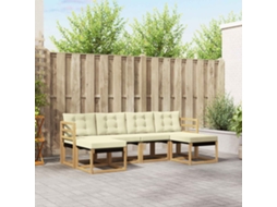 Vidaxl Conjunto De Sofás Para Exterior 6 Unid. Branco E Creme