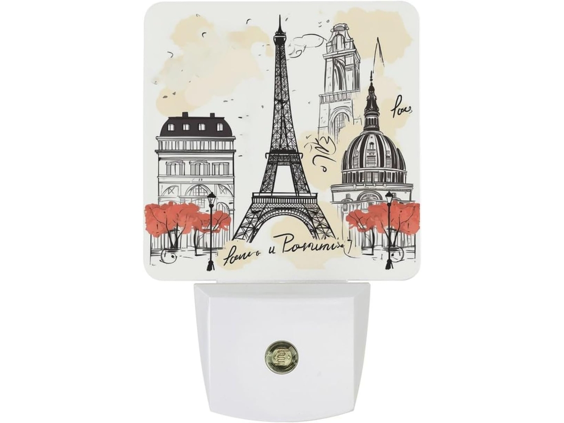 Luminária De Parede Estilo Paris Travel, Com Sensor Crepuscular, Luz Led Branca Quente, Eficiente Em Termos De Energia