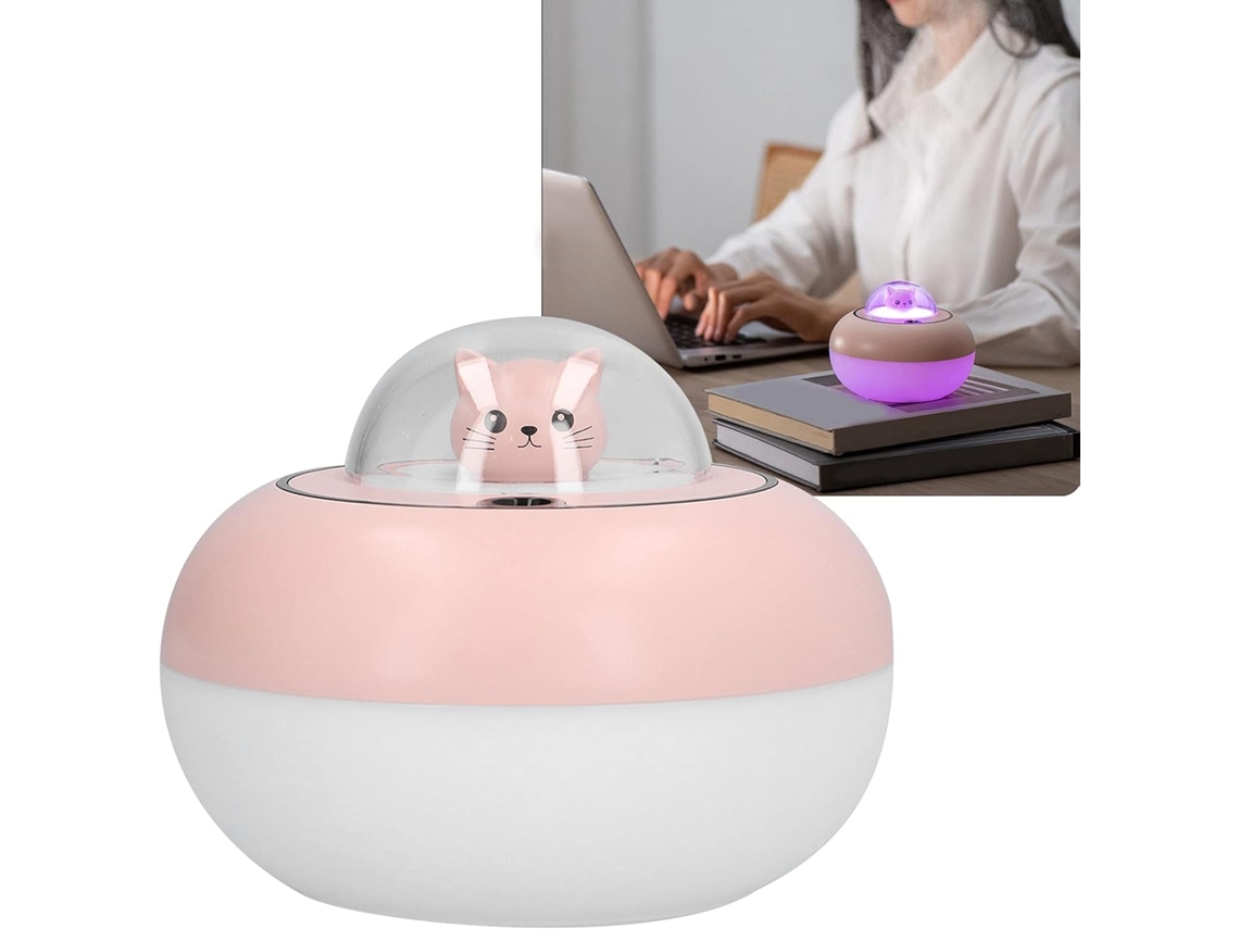 Umidificador Compacto Kuidamos Alimentado Por Usb, Com Luz Noturna Colorida E Modo Silencioso Para