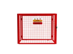 Suporte Dobrável Para Garrafa De Gás Monstershop Vermelho, 92x110x50 Cm, Capacidade Para 3 Cilindros, Fechadura Com 2 Chaves