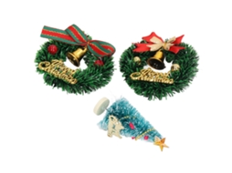 Primerox 14 Peças Decorações Natal Casa Boneca Miniaturas 1:12 Guirlandas Árvores Acessórios Festivos