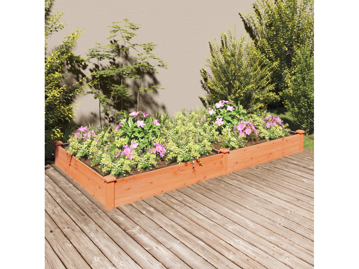 Vidaxl Canteiro Elevado C/ Forro 240x120x25 Cm Abeto Maciço Castanho