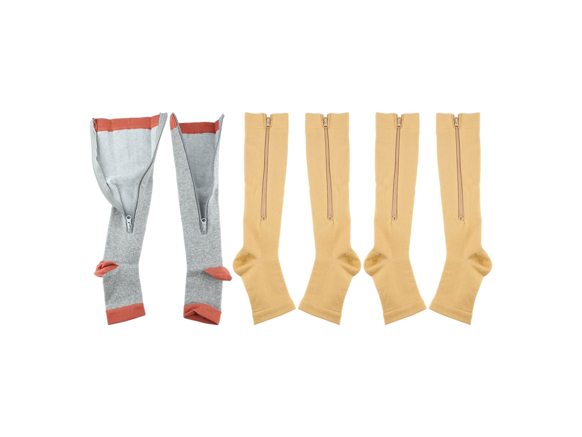 3 Pares Meias De Compressão Com Zíper Dedo Aberto Over The Calf Para Esportes Homens Mulheres Xxl