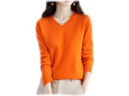 Suéter De Cashmere De Qualidade Superior Da Mongólia: Design Elegante E Mantenção Fácil Laranja