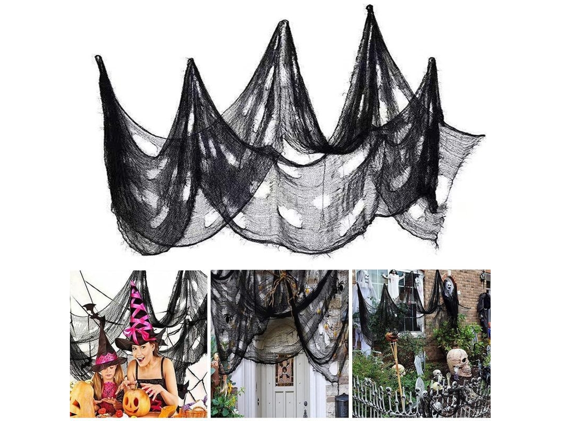 Decoração de Halloween Tela Assustadora 3 Pacotes 240x76cm Teia Falsa Gaze para Casa Assombrada | S/MARCA
