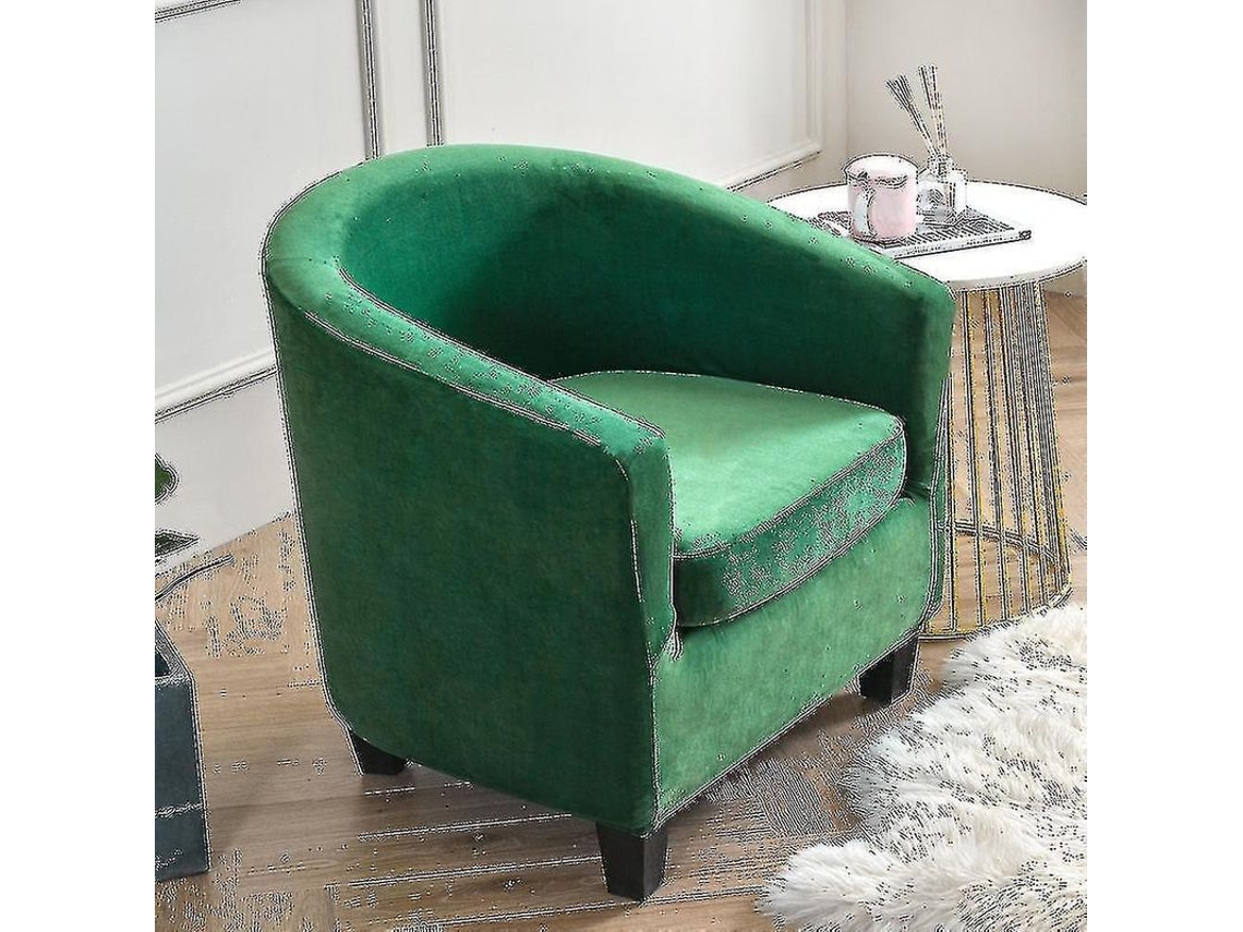 Funda Para Sillón De Salón Tipo Bañera De Tela Elástica Protectora Para Asiento Y Cojín Verde Oscuro