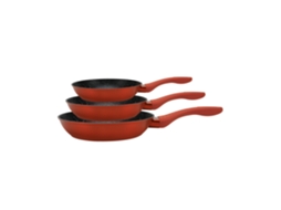 Conjunto com Frigideiras 3 Peças Antiaderente Vermelho