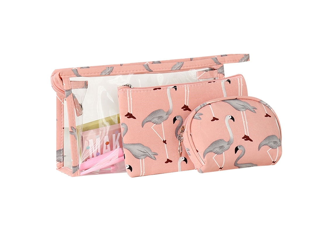 Conjunto de 3 Bolsas de Maquilhagem 3 Tamanhos para Mulheres e Meninas Pouch de Viagem RNEMITERY