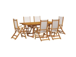 Maison Exclusive - 7 Pcs Conjunto De Jantar Para Jardim Acácia Maciça E Textilene