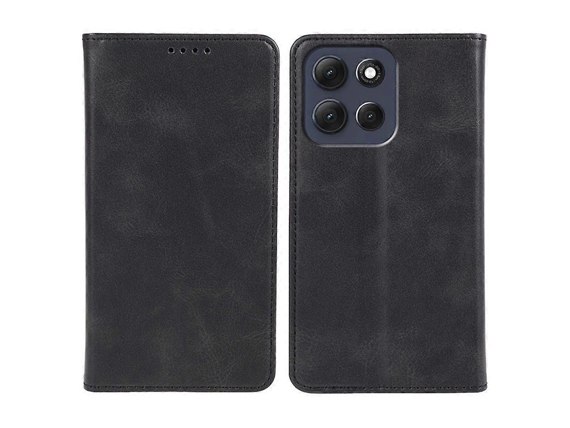 Capa Tkdaddy Para Motorola Moto G86 5g, Capa Magnética Forte De Couro Sintético Com Textura De Bezerro, Preta
