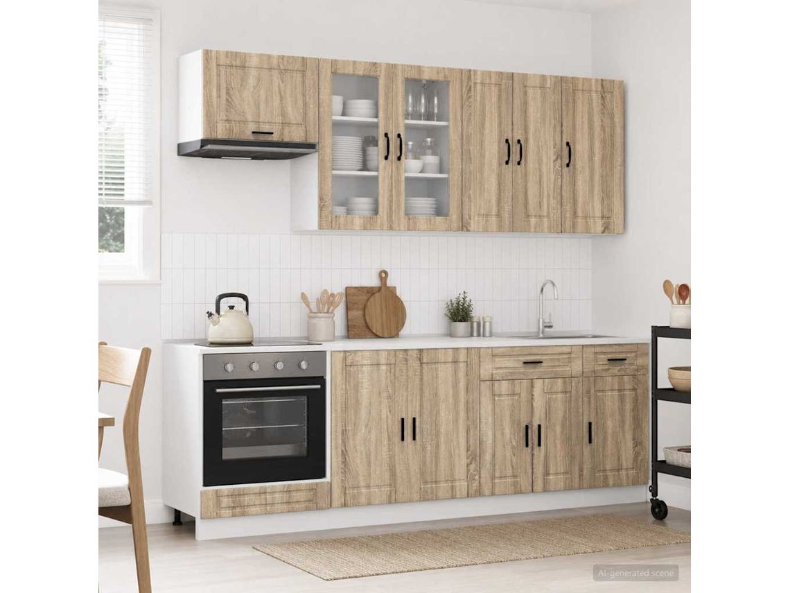 Vidaxl Unidade De Cozinha Porto 8 Pcs Carvalho Sonoma